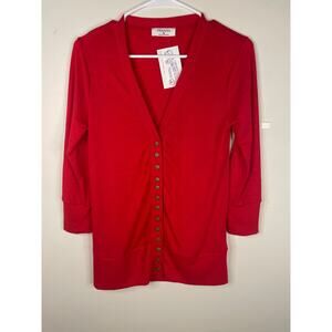 NEW ZENANA Snap Cardigan Red Size M